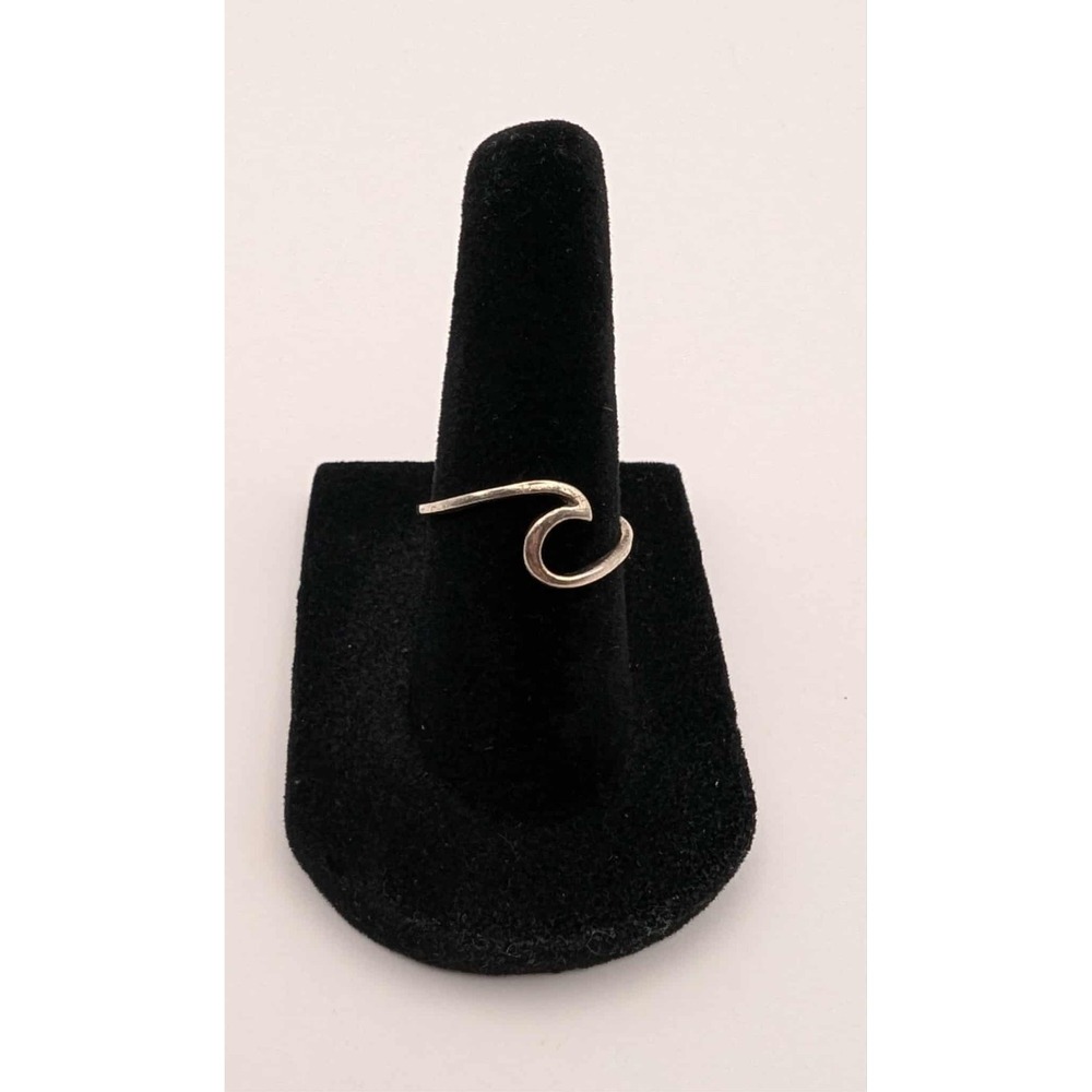 Vintage Silver‎ Toned Wave Ring - Size 6